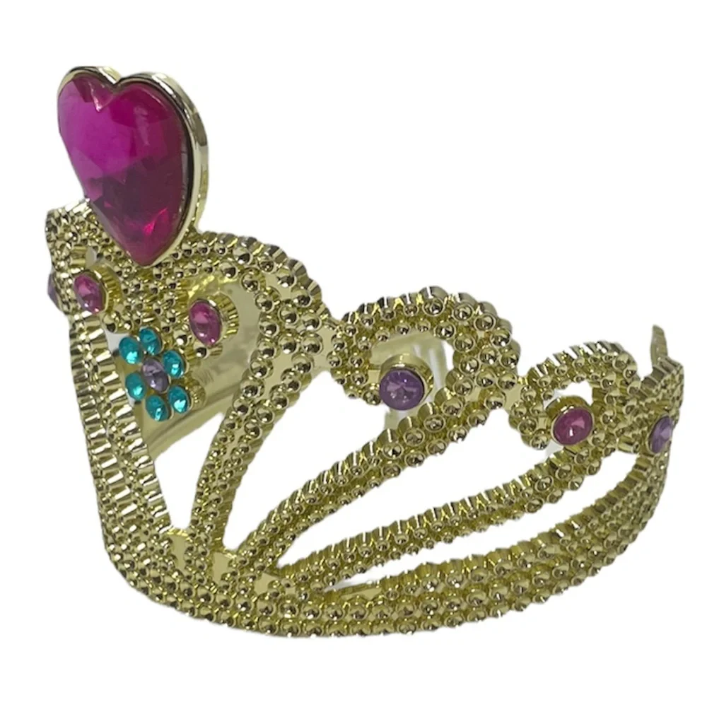 Princess Crown Tiara Girls Fairytale Castle Dress Up Costume Gold Gemstone Jewel